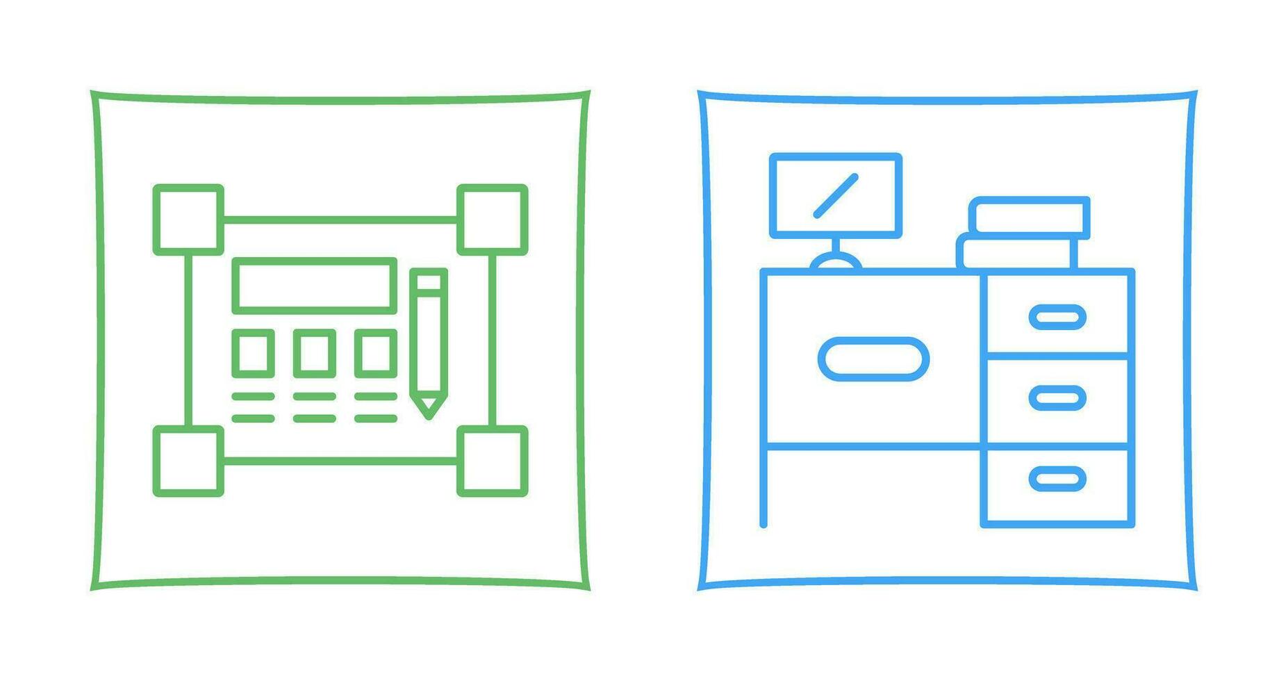 Blueprint and Desk Icon vector