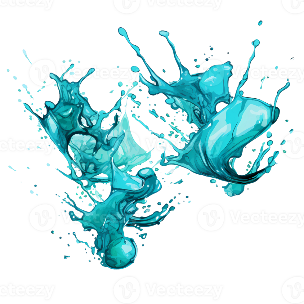 Ai generated blue water splash on transparent background png