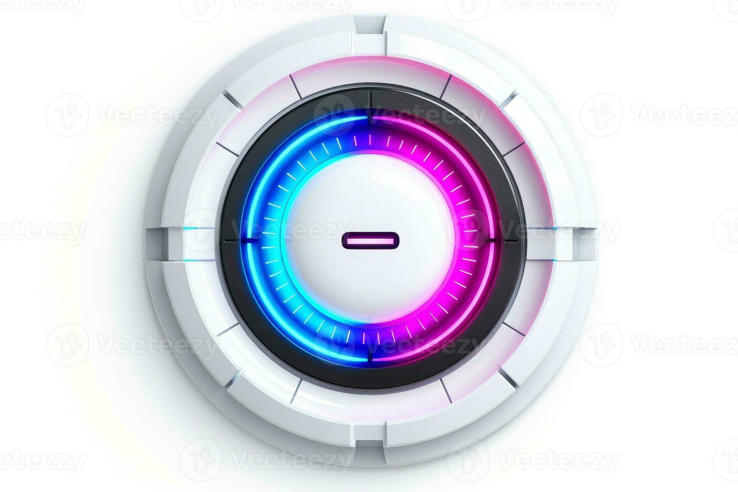 Abstract high tech multicolor button on white background, Generative AI photo