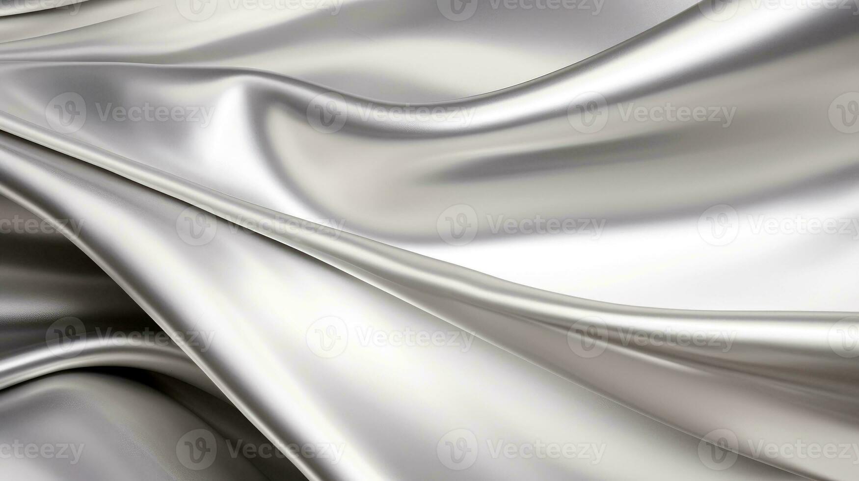 Close up of silver silk background, Abstract white cloth fabric wave, Generative AI photo