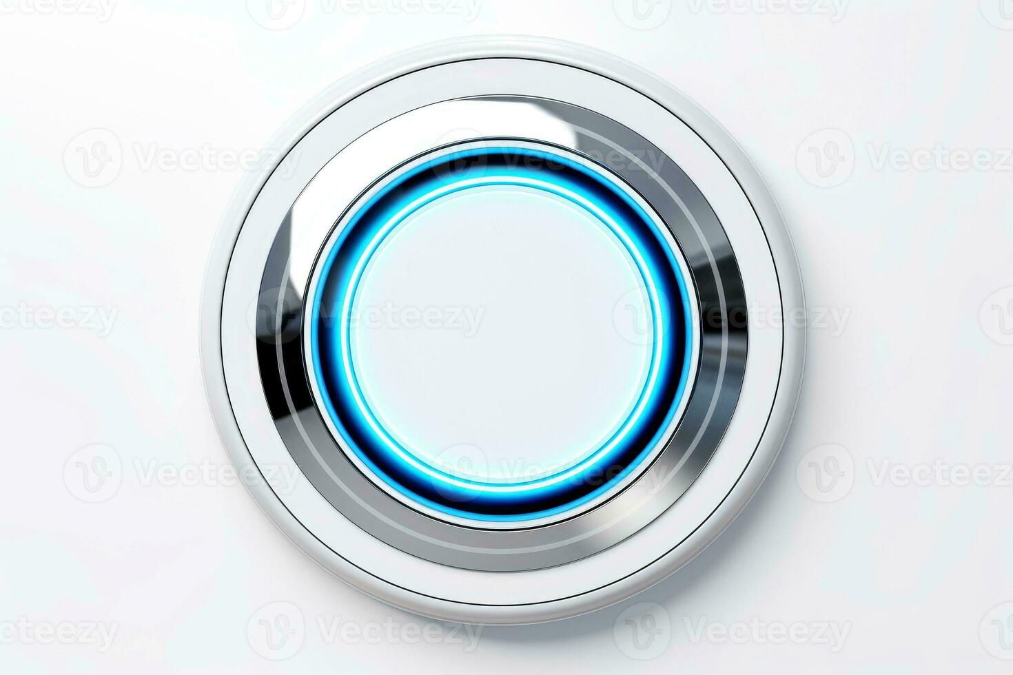 Abstract high tech multicolor button on white background, Generative AI photo