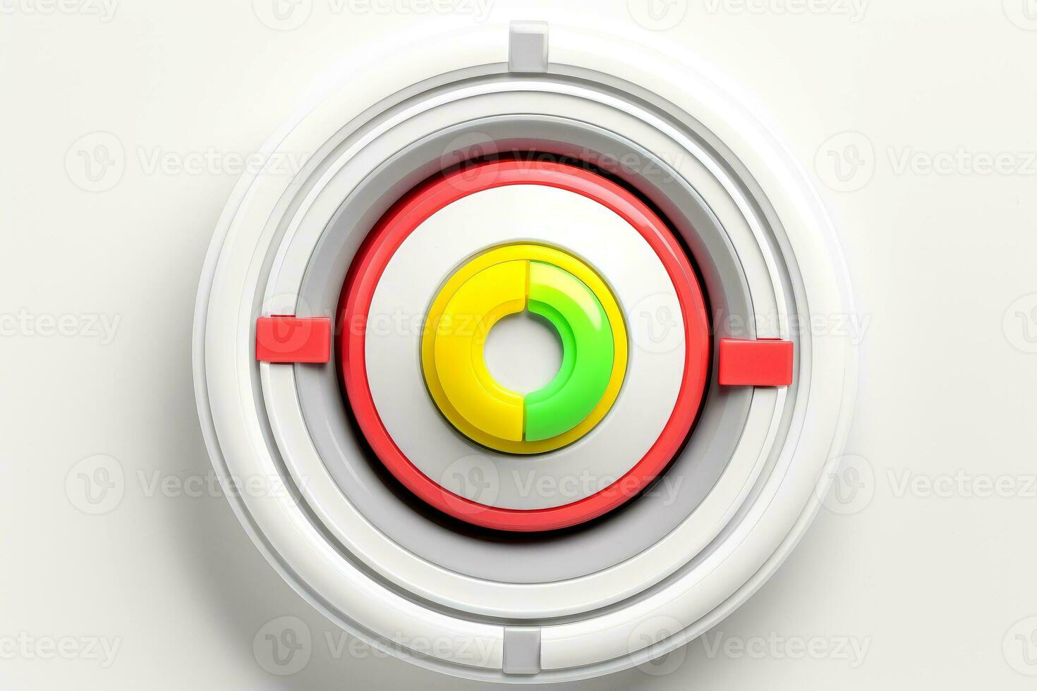 Abstract high tech multicolor button on white background, Generative AI photo