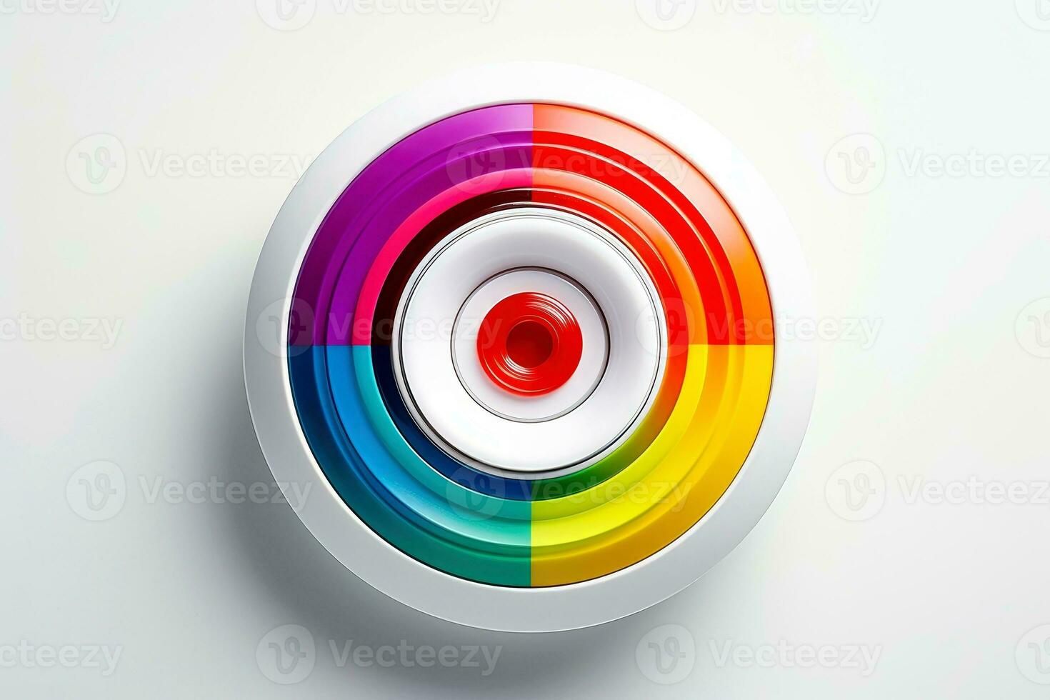 resumen alto tecnología multicolor botón en blanco fondo, generativo ai foto