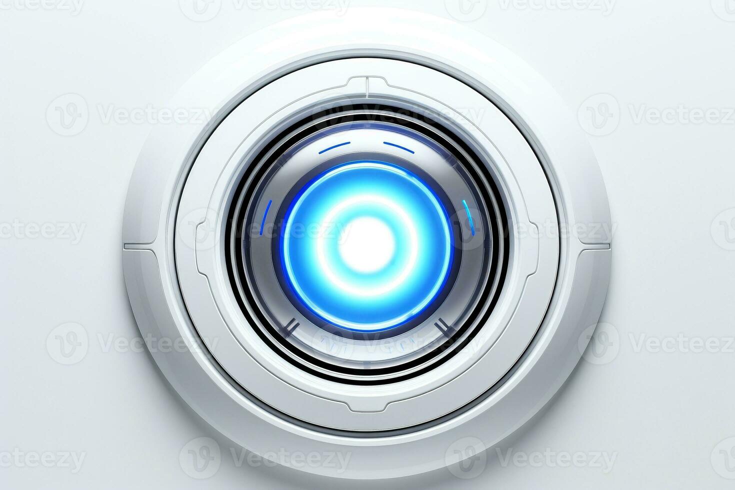 Abstract high tech multicolor button on white background, Generative AI photo