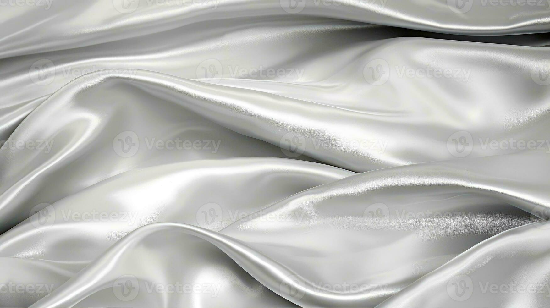 Close up of silver silk background, Abstract white cloth fabric wave, Generative AI illustration photo