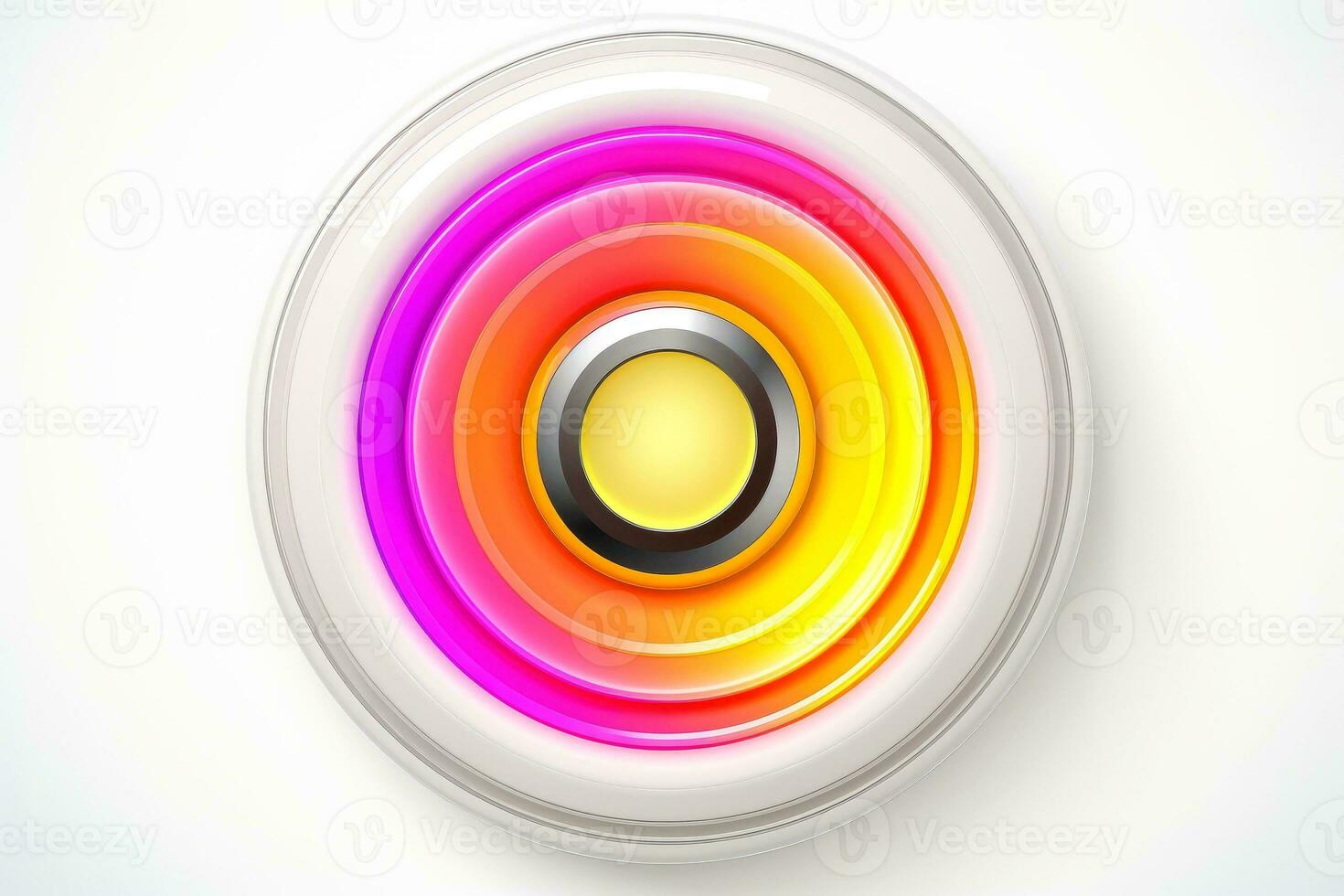 Abstract high tech multicolor button on white background, Generative AI photo