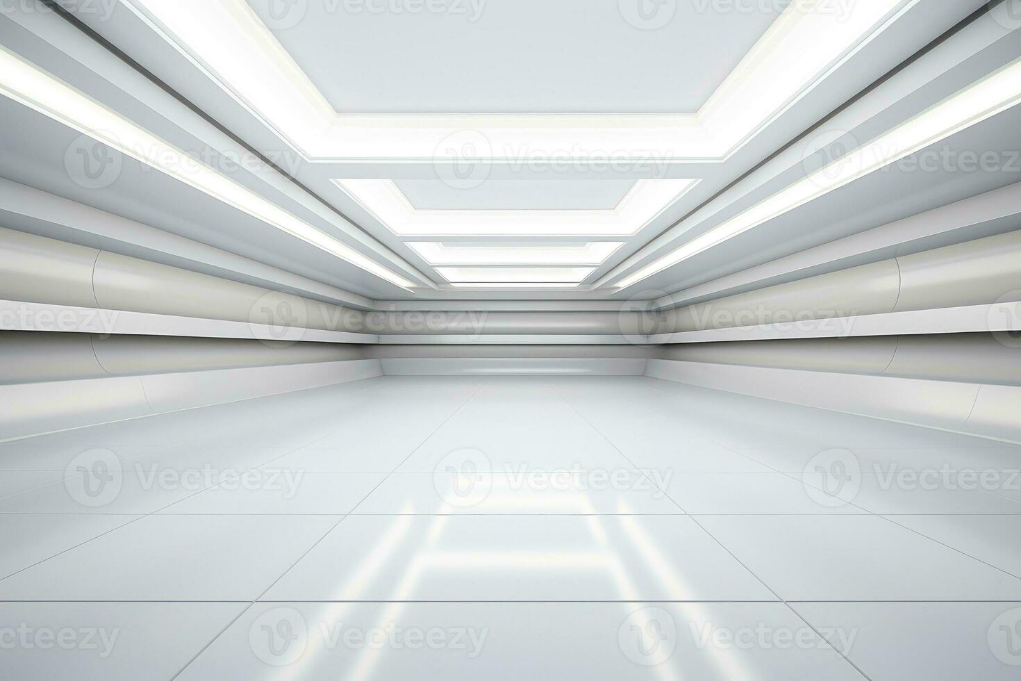 Abstract futuristic architecture background, Minimal technology white backdrop, Generative AI photo