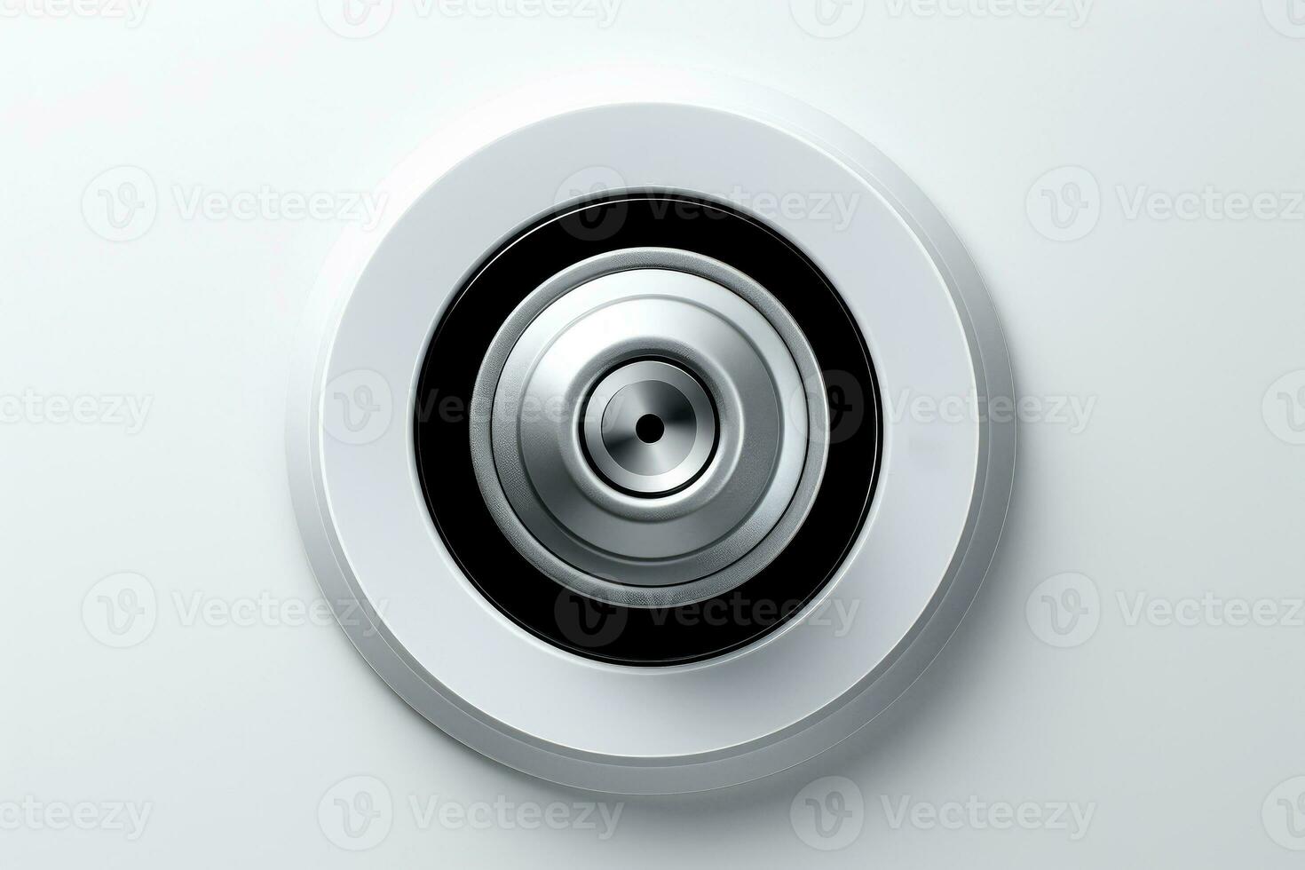 Abstract high tech multicolor button on white background, Generative AI photo