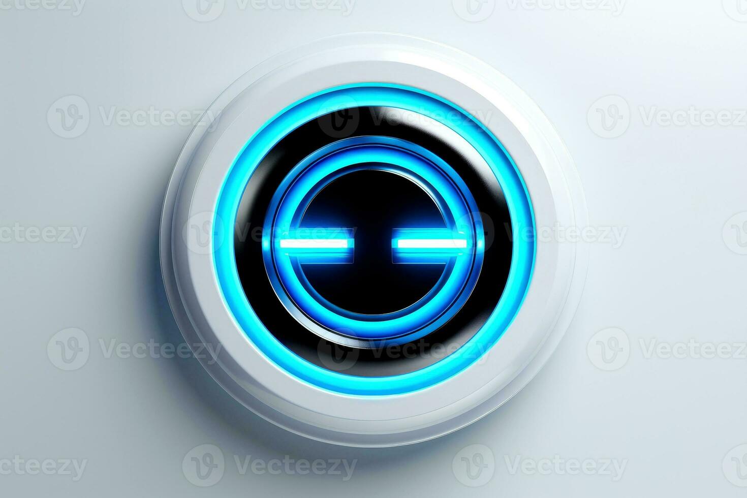 Abstract high tech multicolor button on white background, Generative AI photo