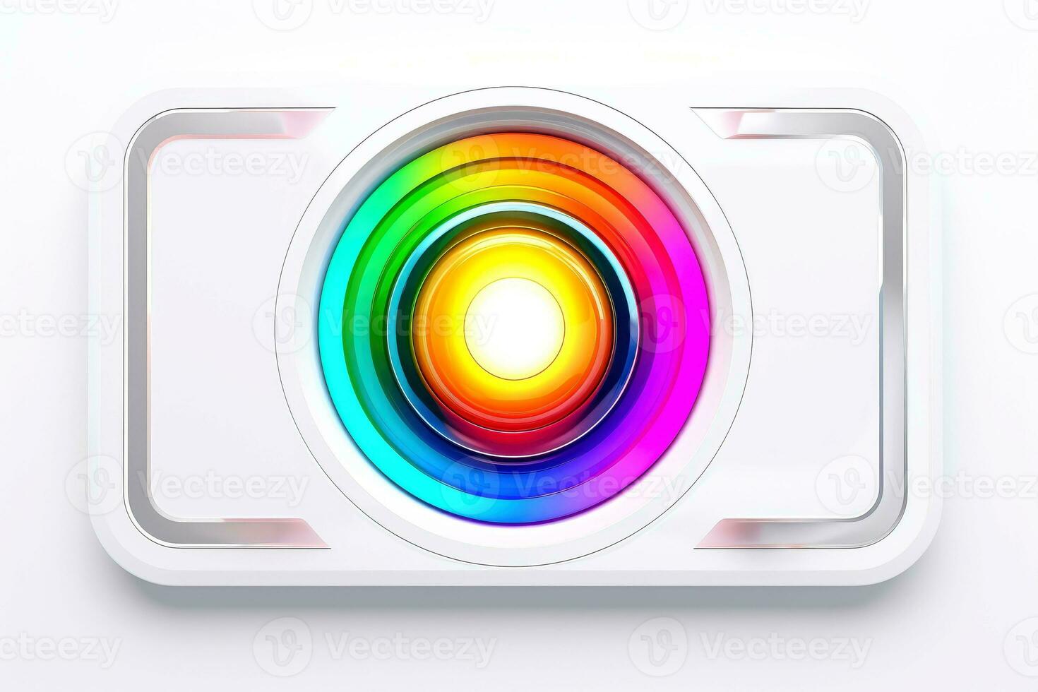 Abstract high tech multicolor button on white background, Generative AI photo