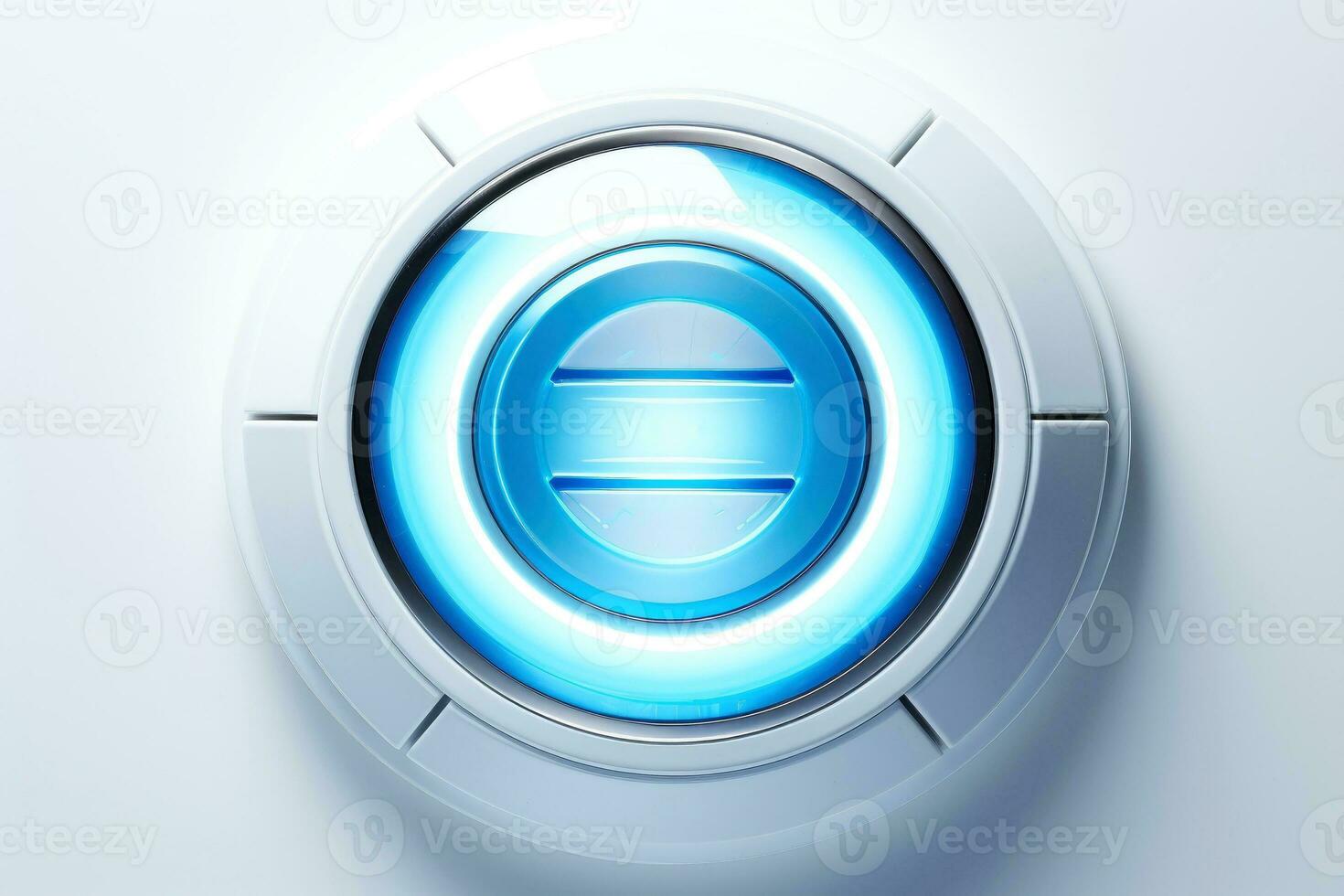 Abstract high tech multicolor button on white background, Generative AI photo
