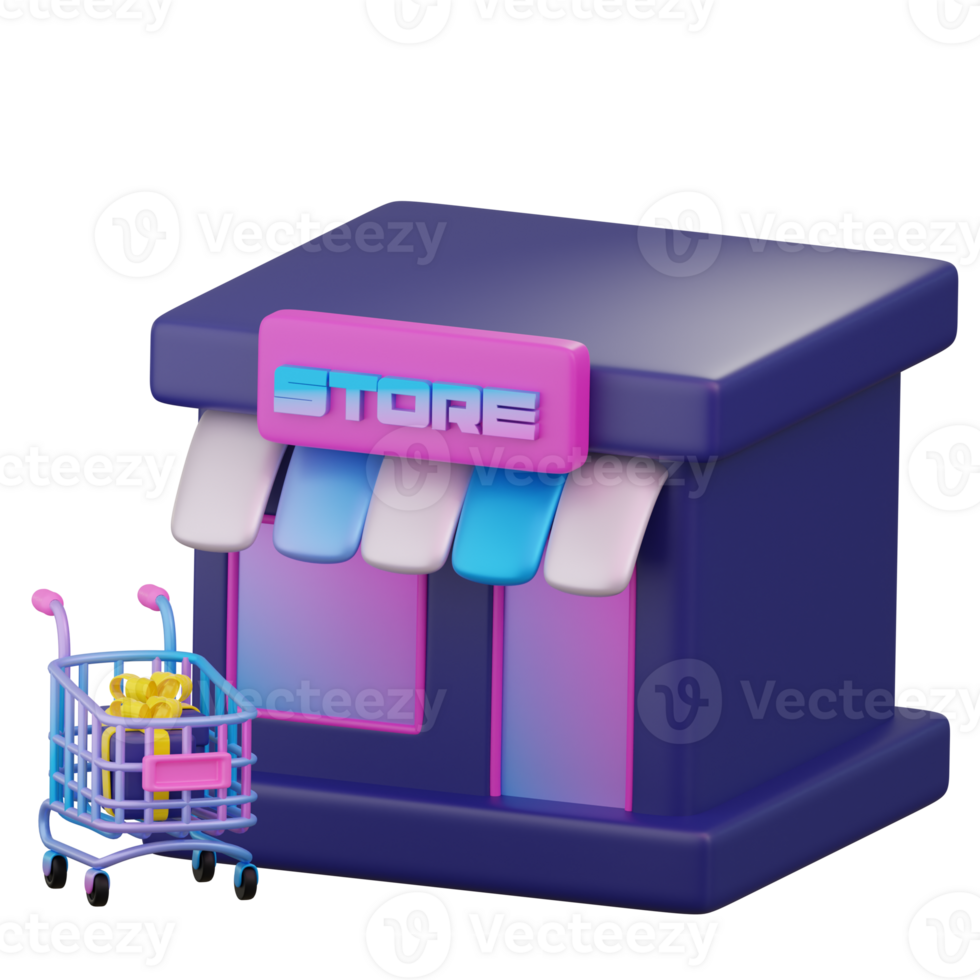 Store shop market 3d illustration png