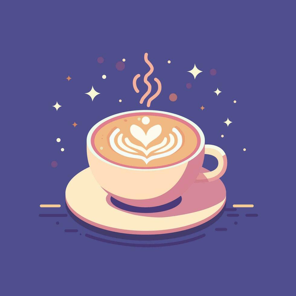 A coffee cup with latte art vector