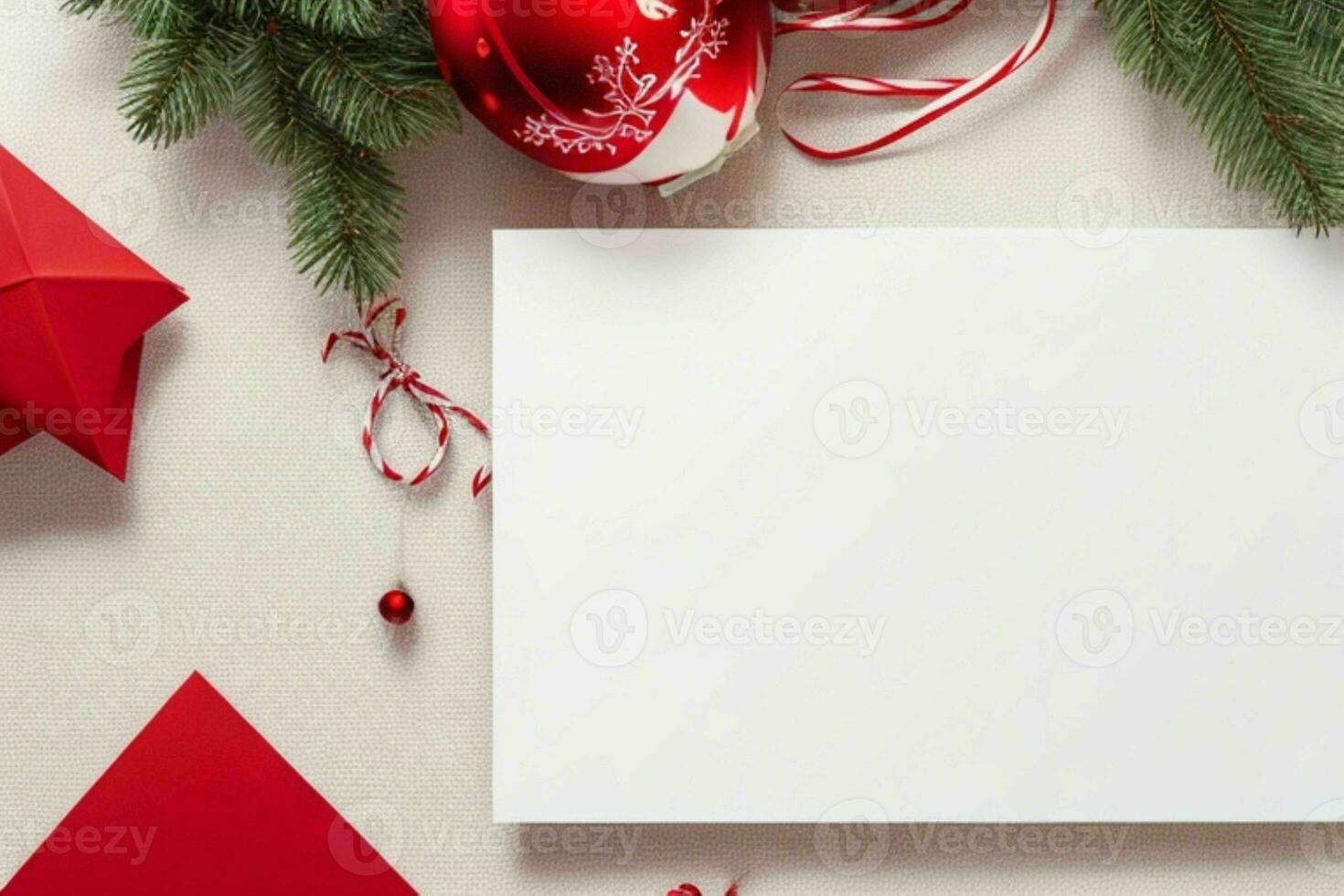 Chirismas decoration. paper white blank mockup. AI Generative Pro Photo