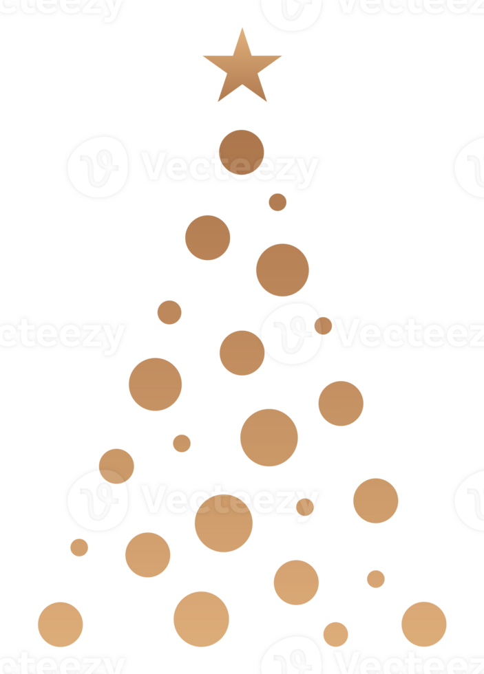 Vertical simple gradient gold Christmas tree with transparent background png
