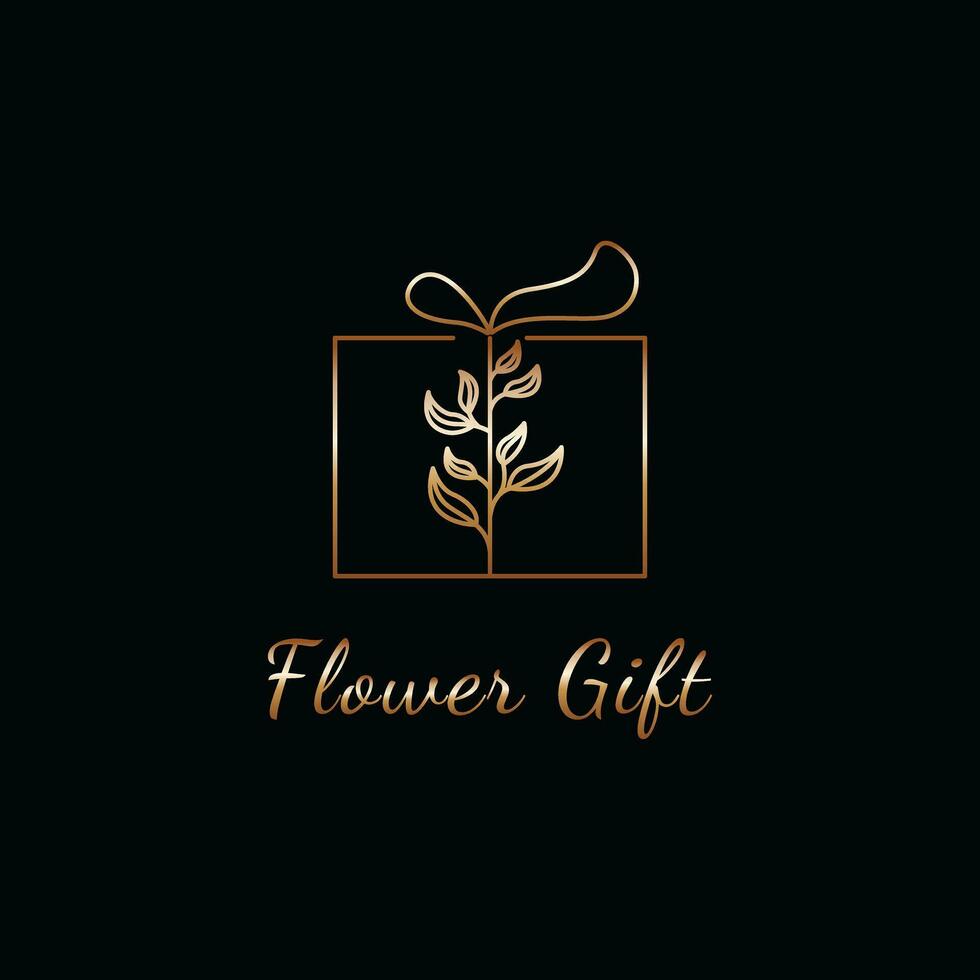 flor logo diseño ideas en regalo cajas vector