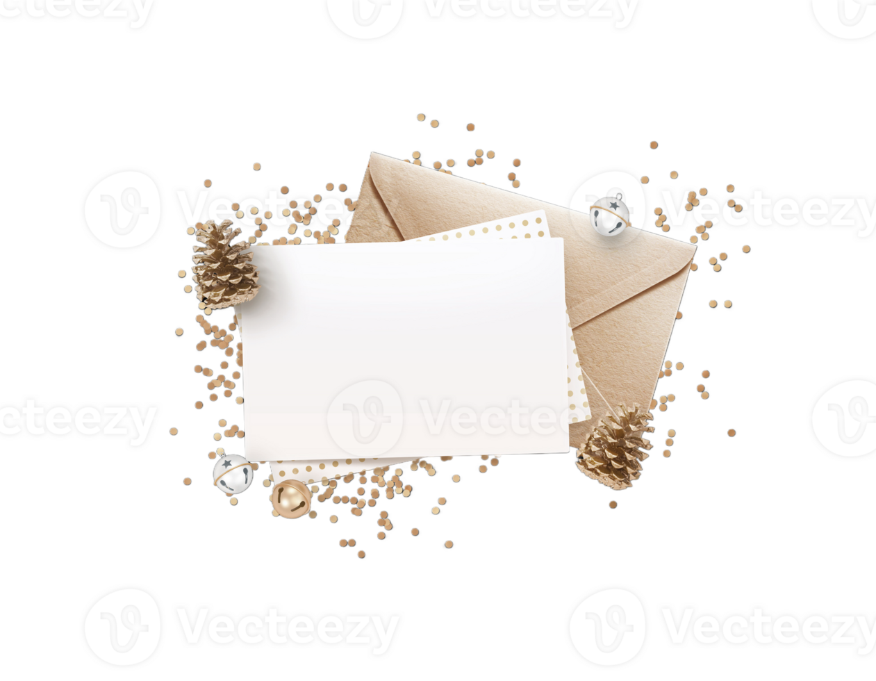 bronze envelope and blank memo paper mock up design template png