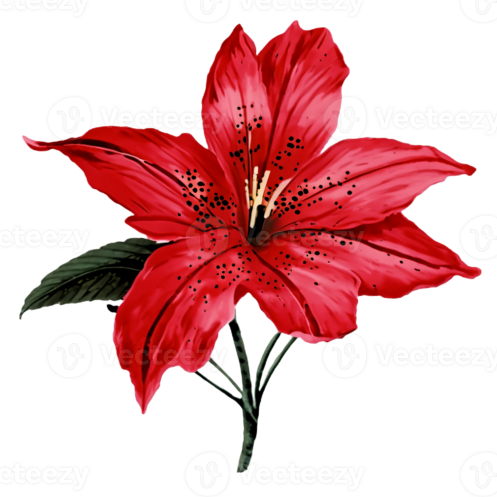 Lily Red Flower AI Generative png