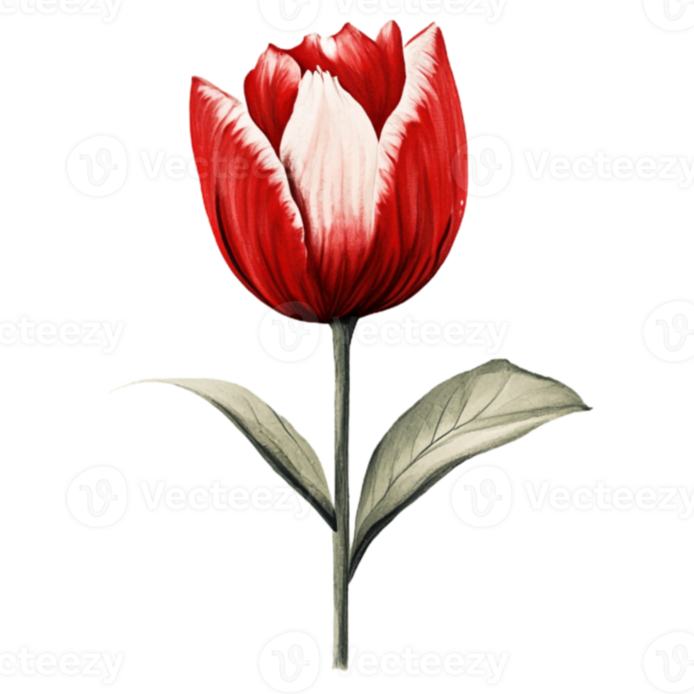Tulip Red Flower AI Generative png