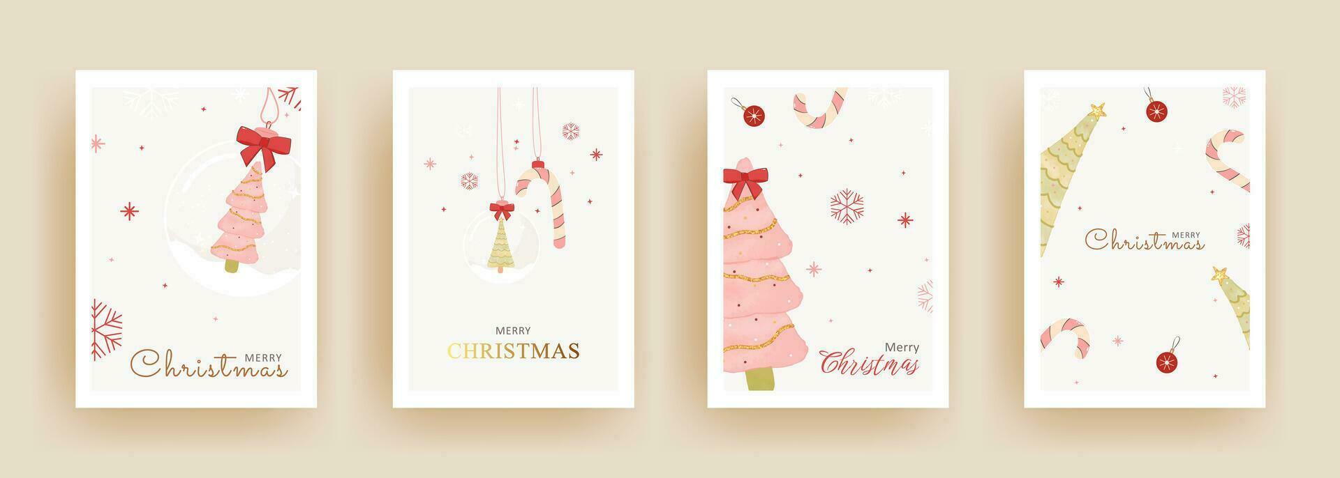 conjunto de Navidad y nuevo año fiesta regalo tarjetas Navidad pancartas, web póster, volantes y folletos, saludo tarjeta. vector