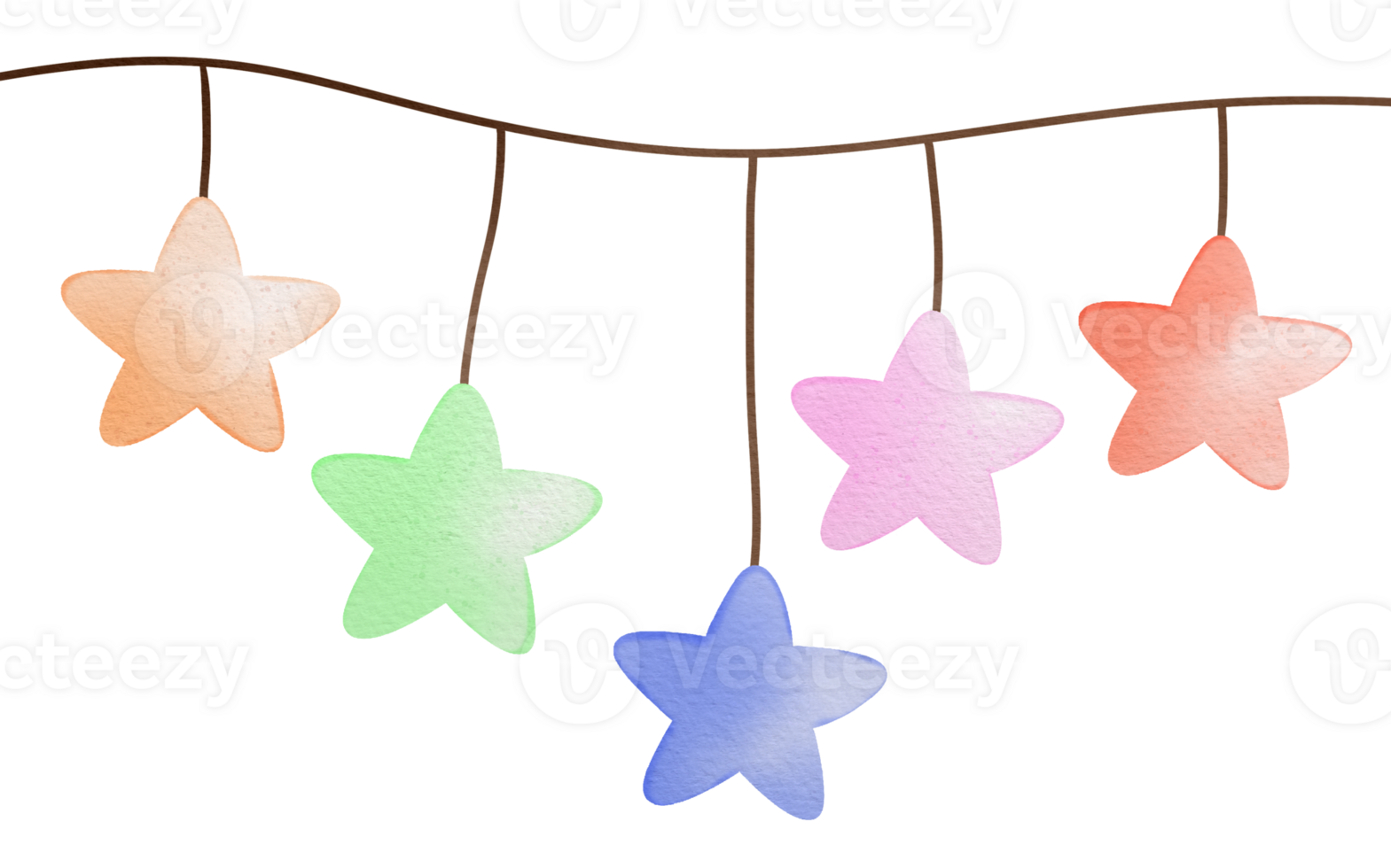 Multi-colored star hanging lights png