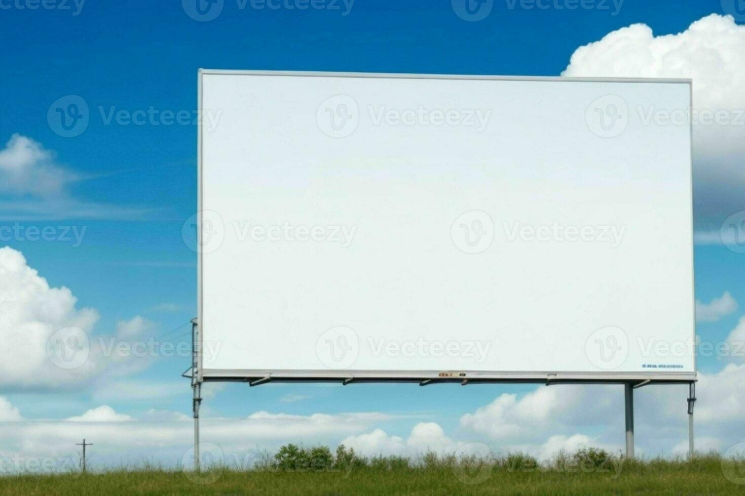 Blank billboard mockup with white screen. AI Generative Pro Photo