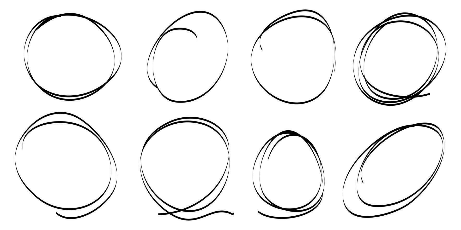 Hand drawn scribble line circles. Doodle circular for message note mark design element. vector illustration