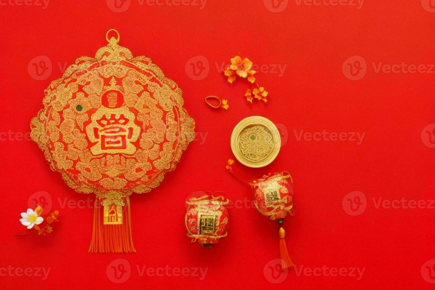 Chinese New Year background. AI Generative Pro Photo