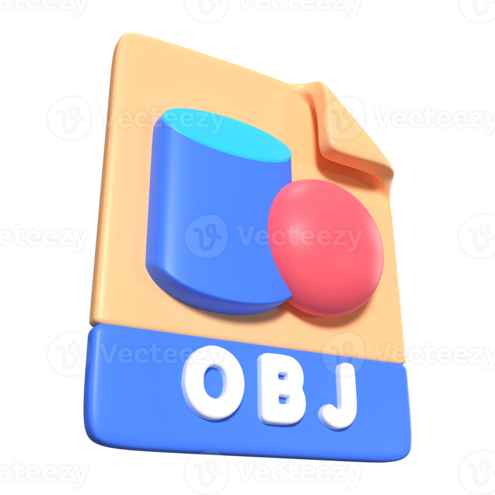 OBJ File Extension 3D Illustration Icon png