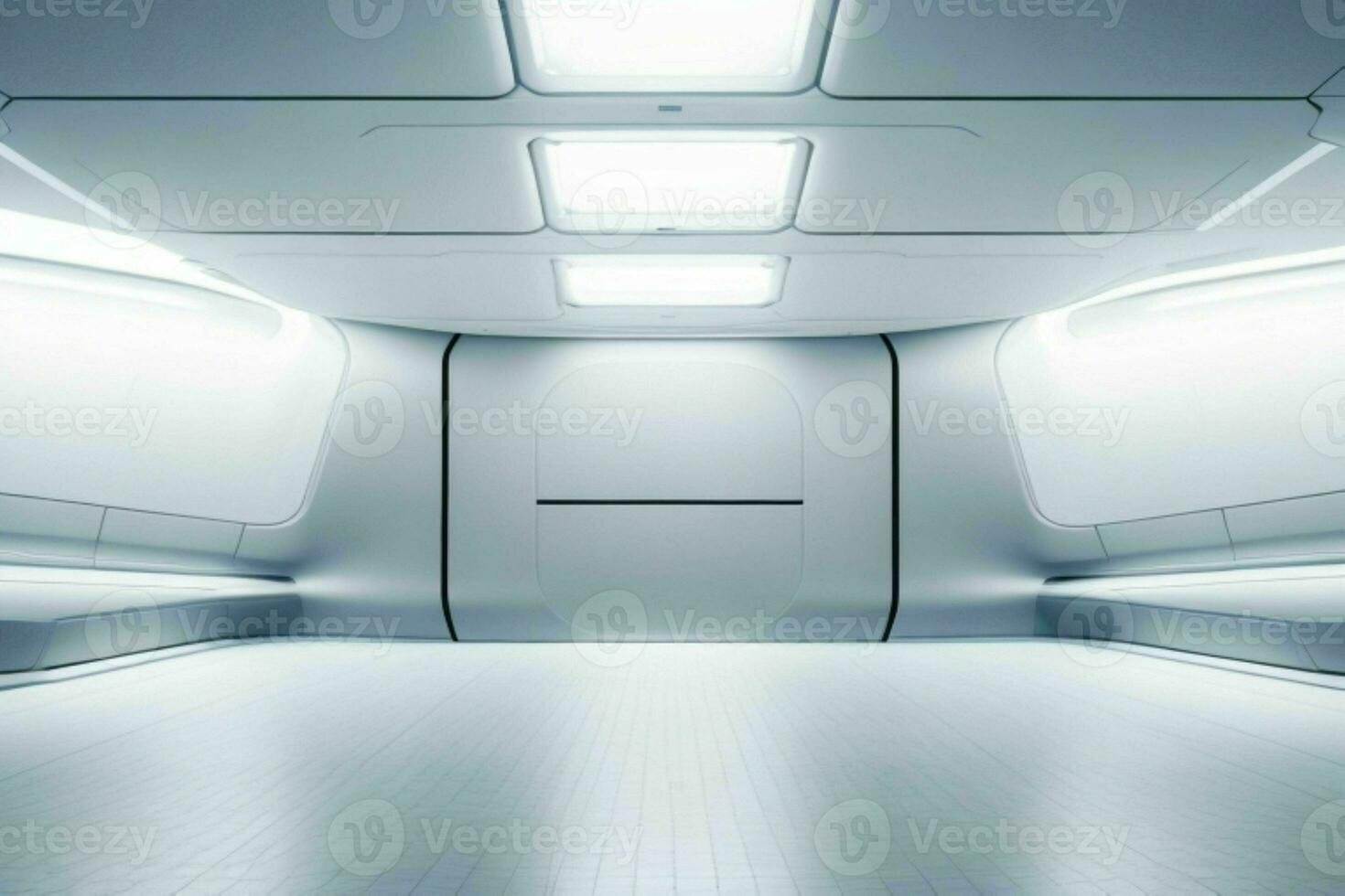 Futuristic empty space Sci Fi Hall room or studio background. AI Generative Pro Photo