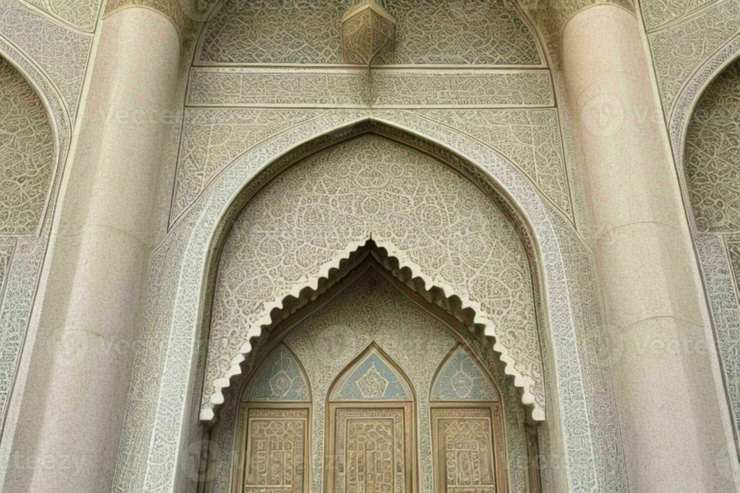 architectural detail of a mosque building. background. AI Generative Pro Photo