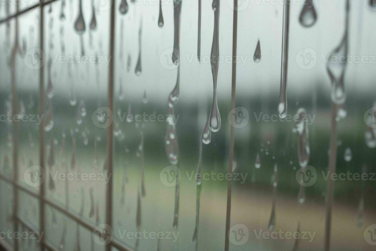 drops of rain on a window glass background. AI Generative Pro Photo