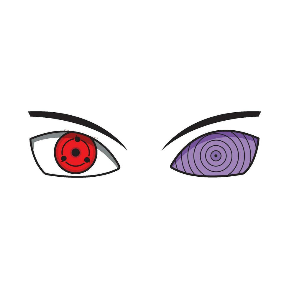 Sharingan ojo y Rinnegan ojo íconos vector