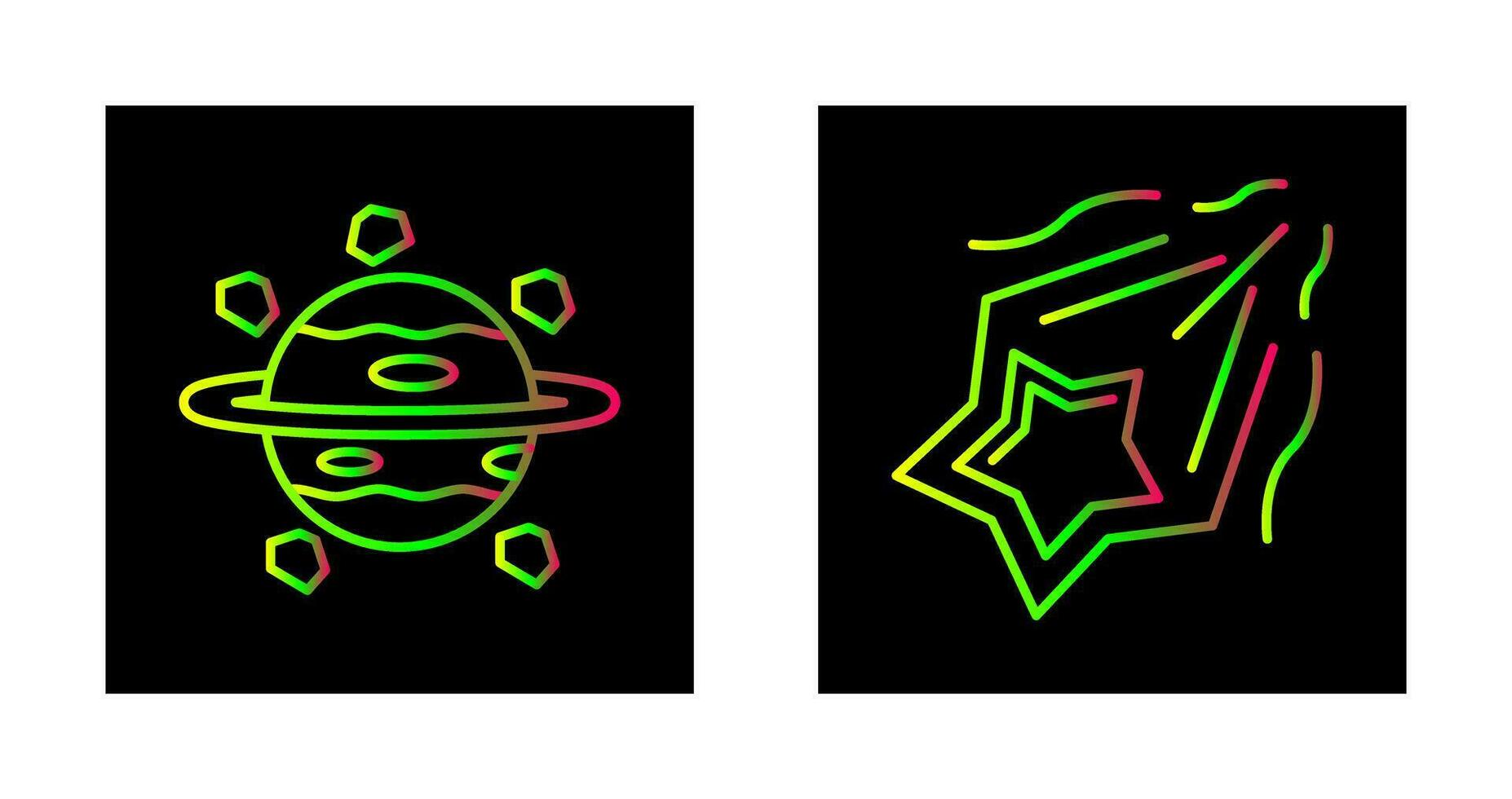 saturn and shooting star Icon vector