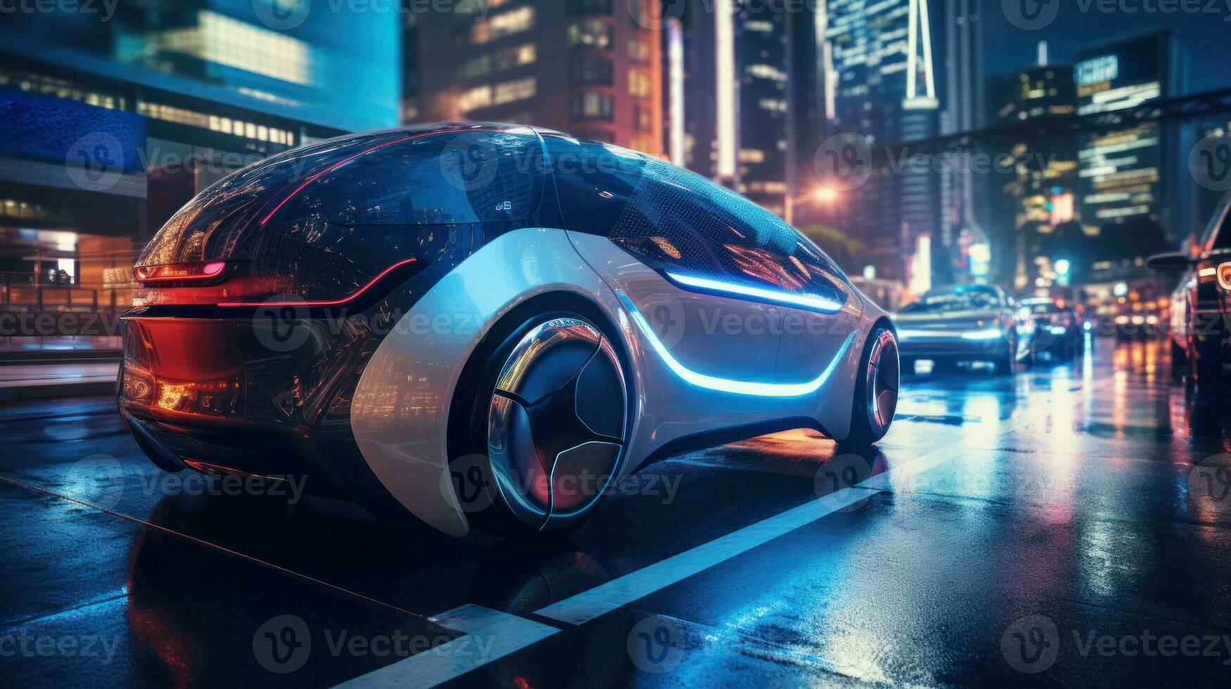 An electric unmanned transportation vehicle. Generative AI photo