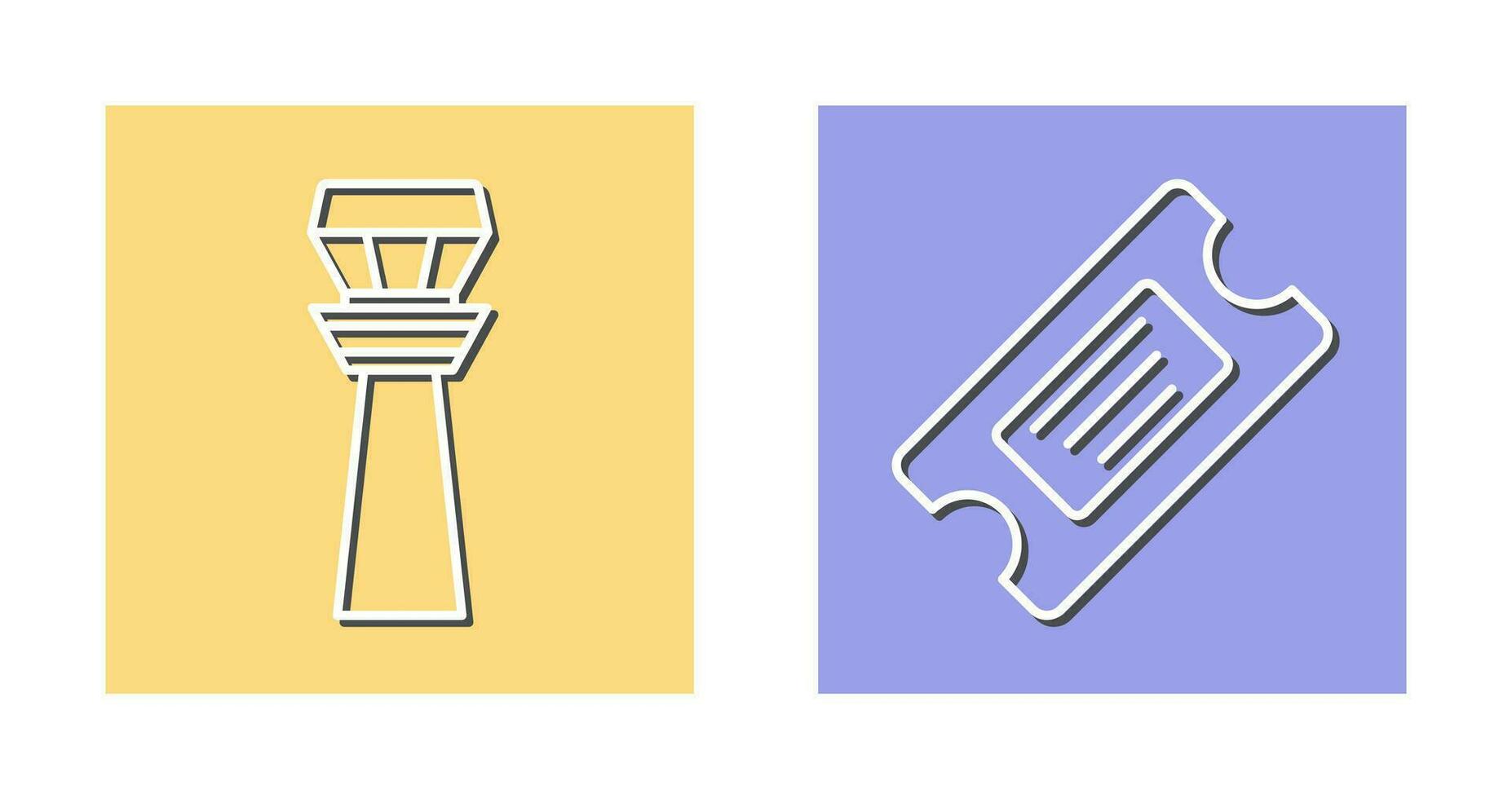 Control Tower and Ticket Icon vector