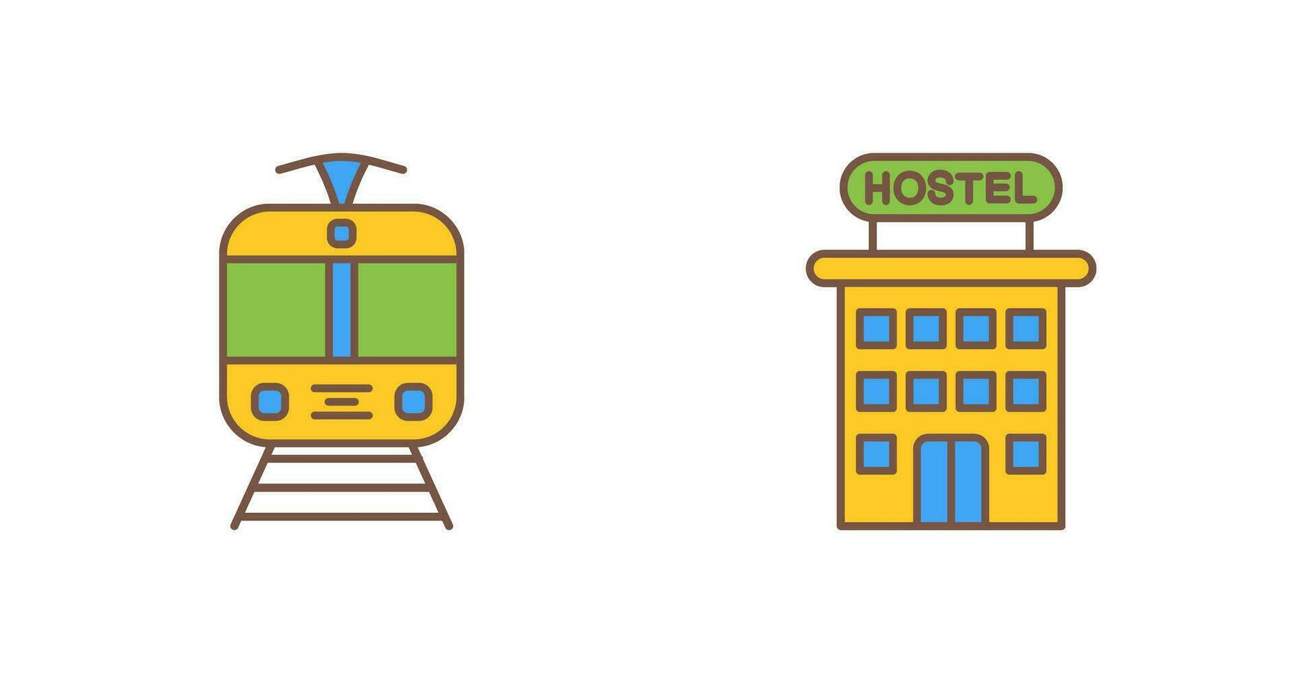 Tram and Hostel Icon vector