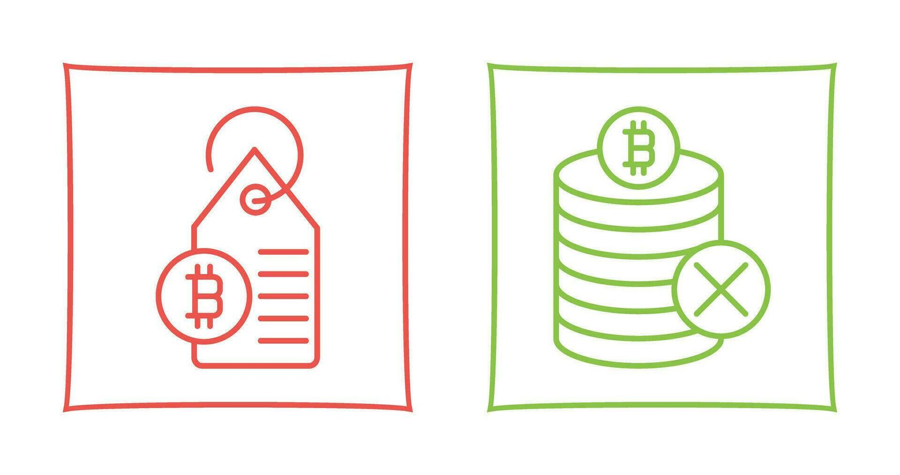 Not Accepted and Bitcoin Label Tag Icon vector