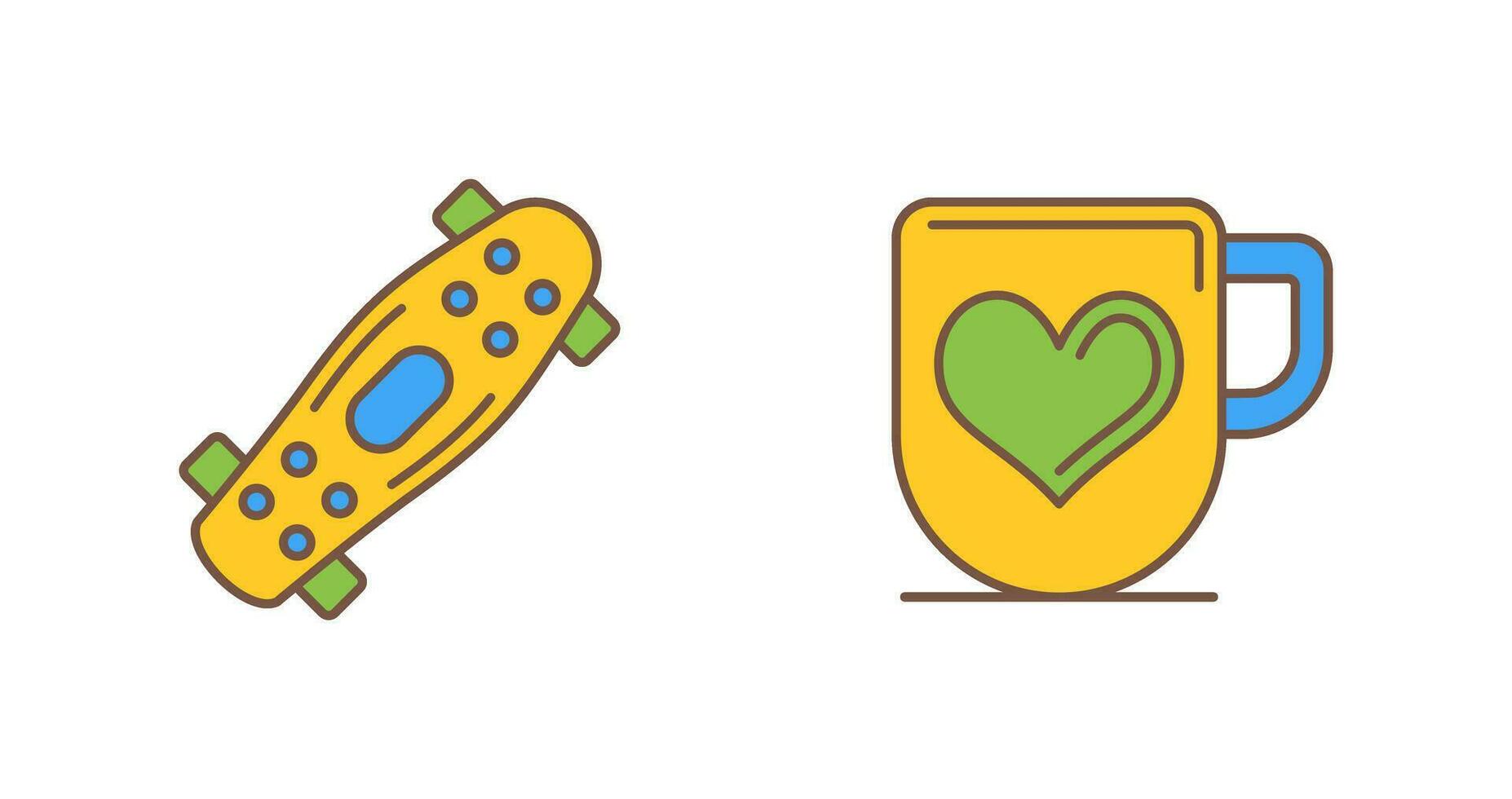 Skateboard and Mug Icon vector