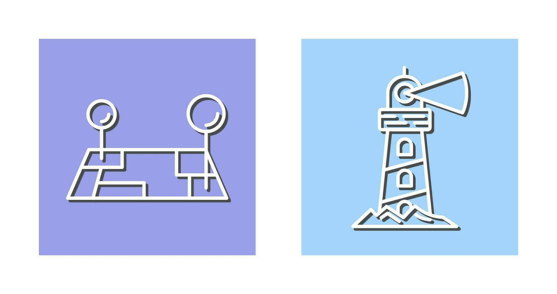 Pin Location and Lighthouse Icon vector