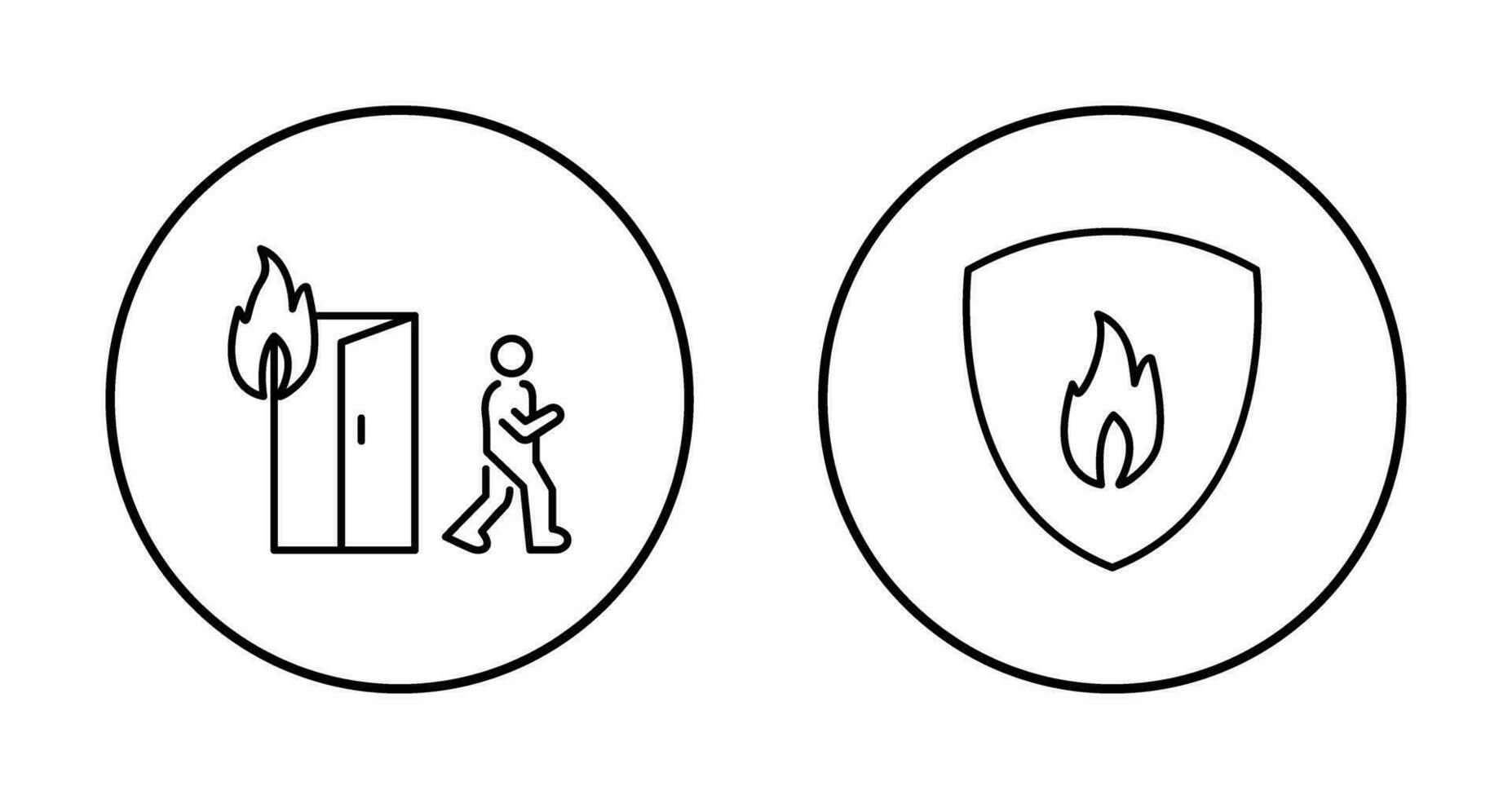 running from fire and fire shield  Icon vector