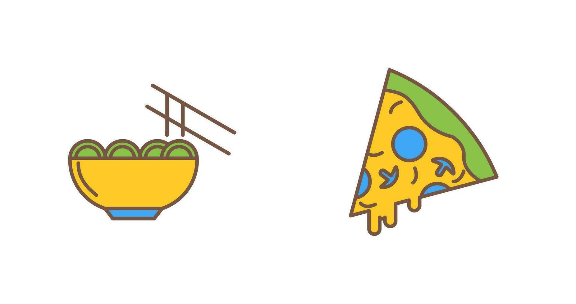 Chinese food and Pizza Icon vector