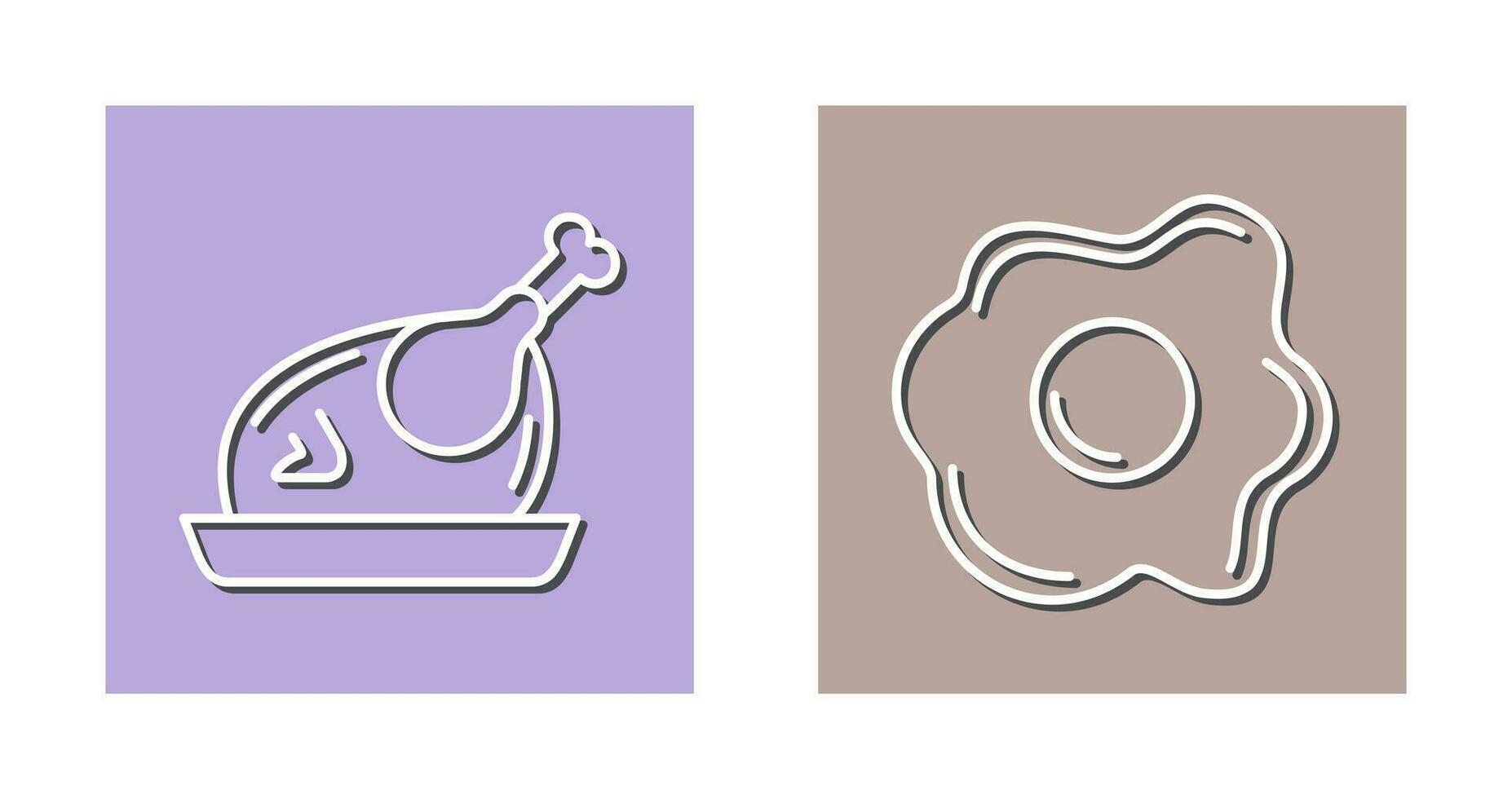 Chicken leg and Fried egg Icon vector
