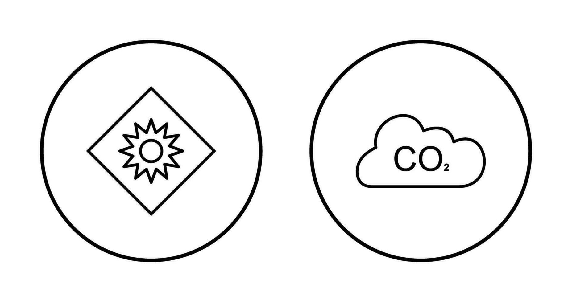 óptico radiación y carbón dióxido icono vector