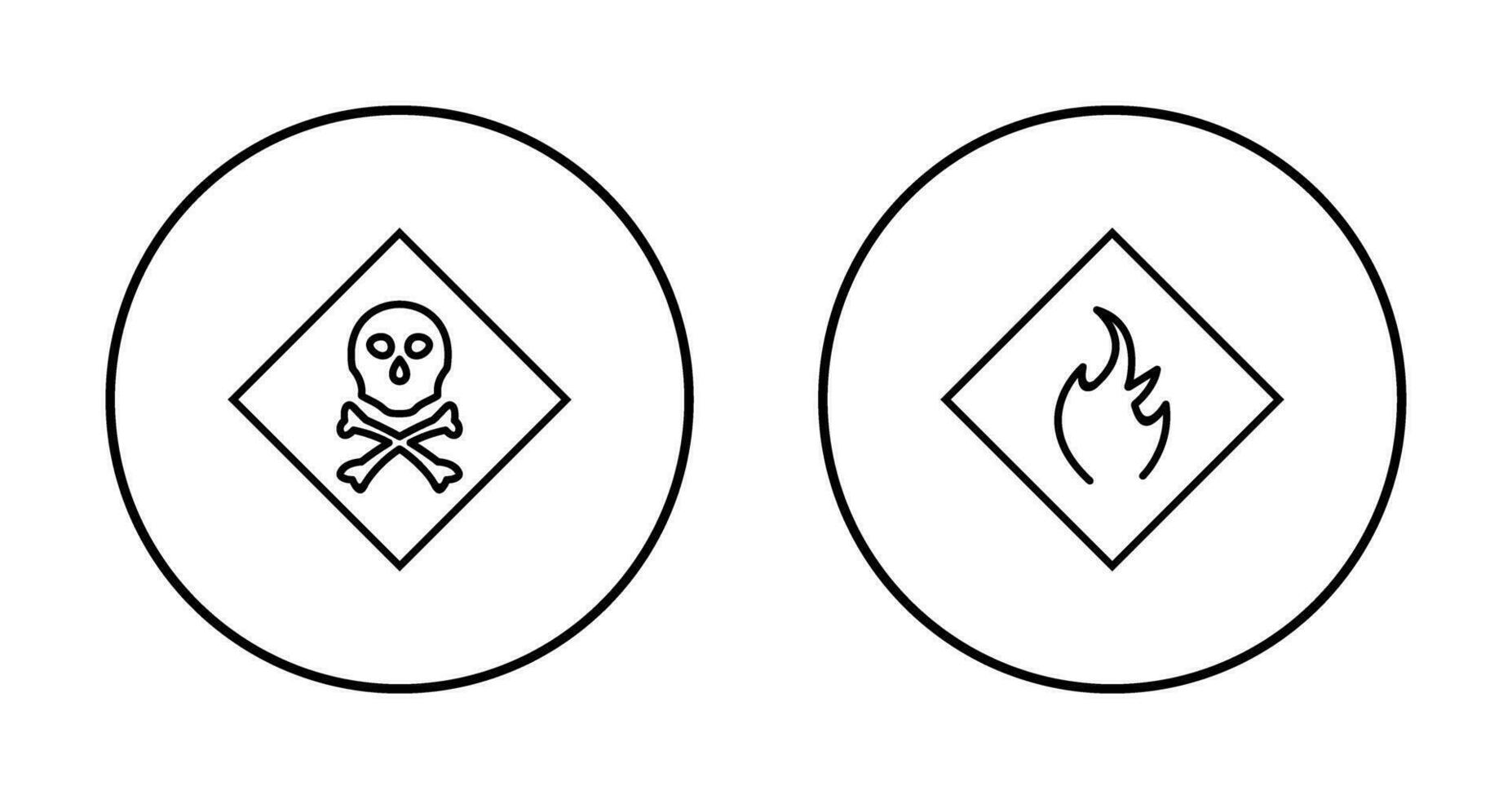 poisonous gas and Danger of flame  Icon vector