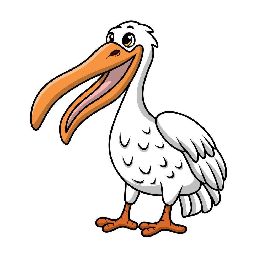 Cute pelican cartoon on white background vector