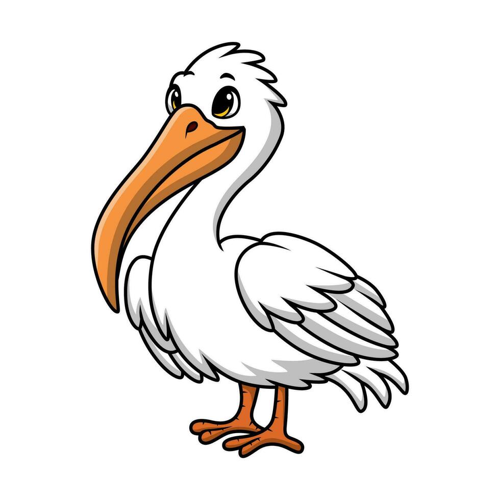 Cute pelican cartoon on white background vector