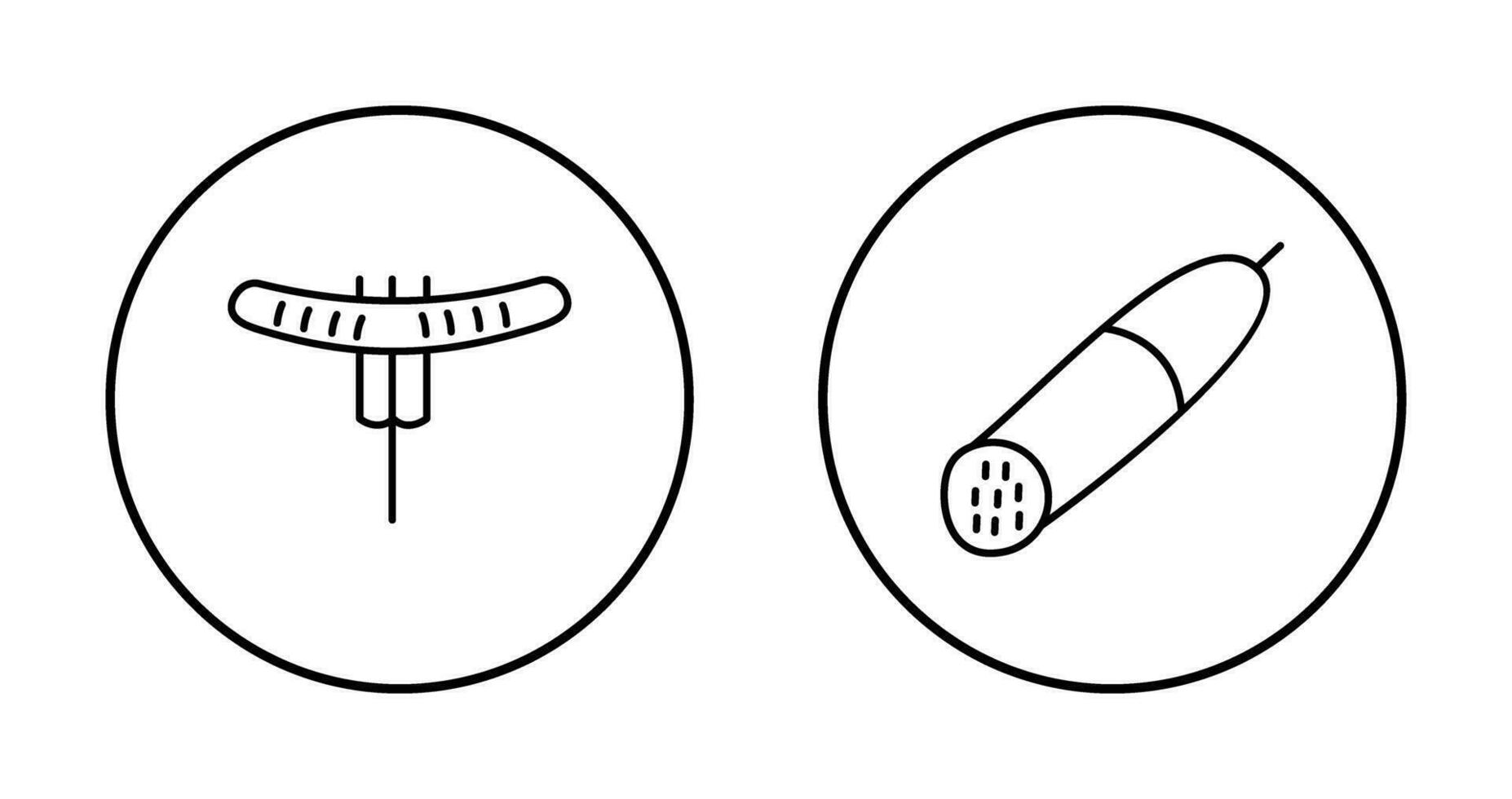 Sausage on Fork and Salami Icon vector