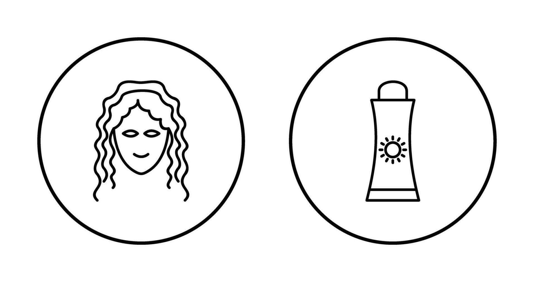 Sunblock Cream and Hair Curly Icon vector