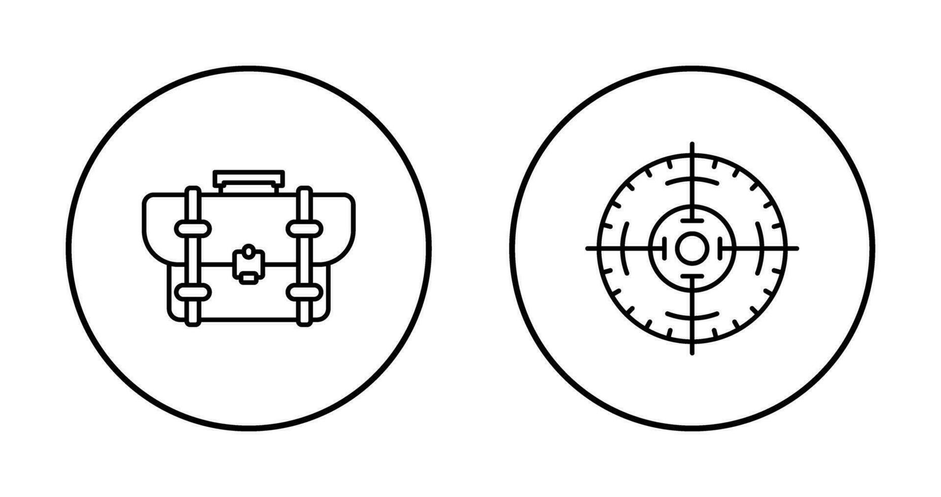 maletín y objetivo icono vector